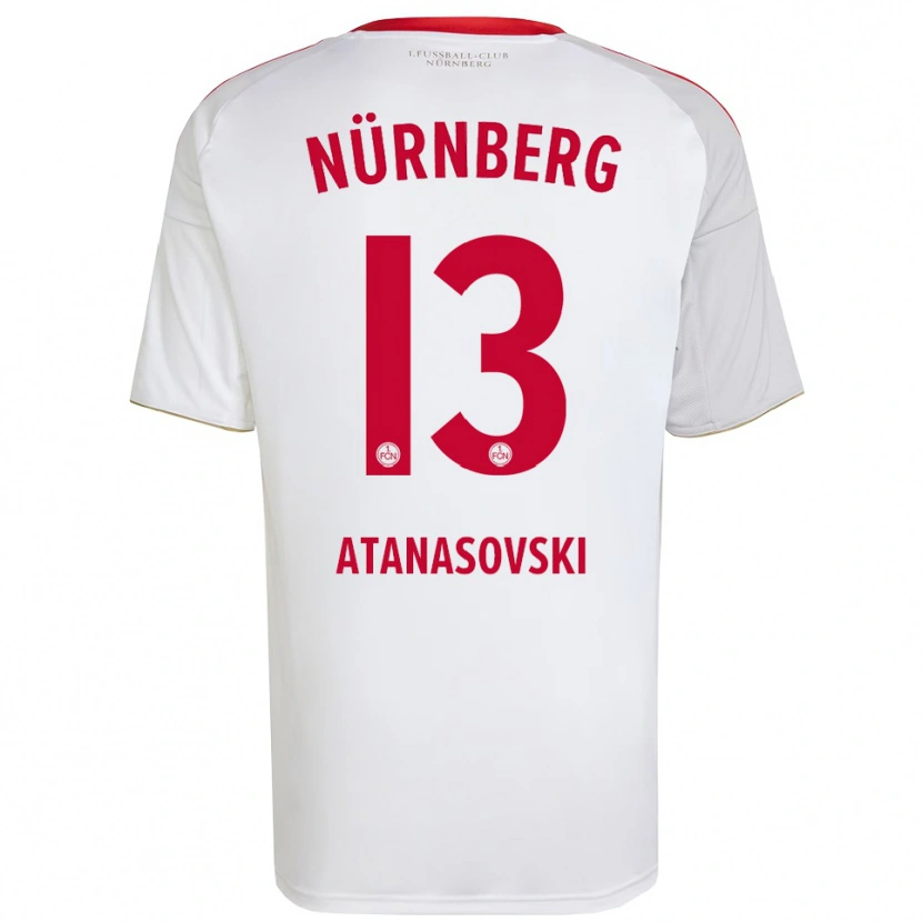Danxen Bambino Maglia Adrian Atanasovski #13 Bianco Rosso Kit Gara Away 2025/26 Maglietta