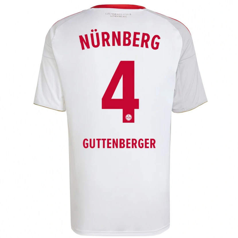Danxen Bambino Maglia Luisa Guttenberger #4 Bianco Rosso Kit Gara Away 2025/26 Maglietta