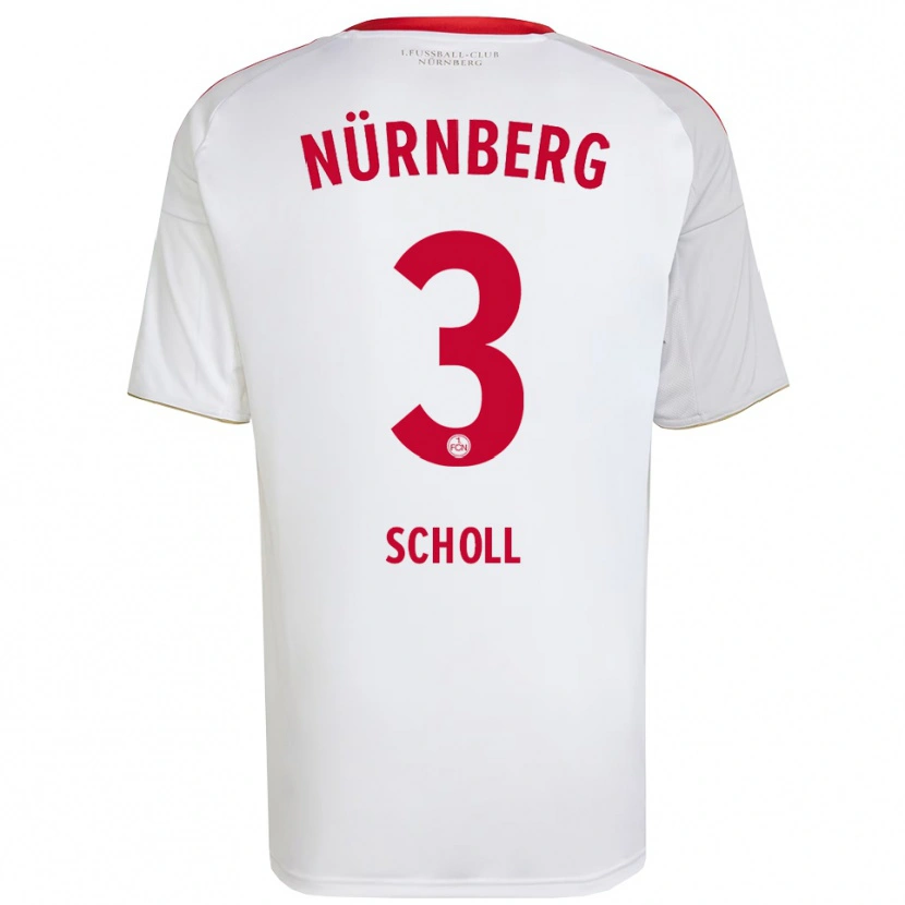 Danxen Bambino Maglia Phil Scholl #3 Bianco Rosso Kit Gara Away 2025/26 Maglietta