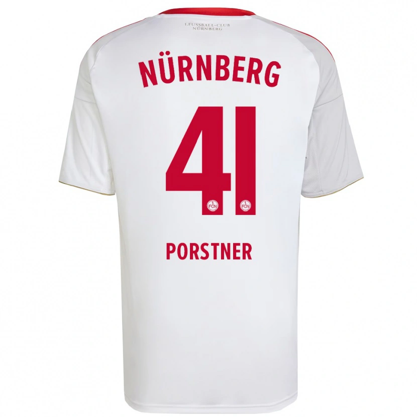 Danxen Bambino Maglia Eric Porstner #41 Bianco Rosso Kit Gara Away 2025/26 Maglietta