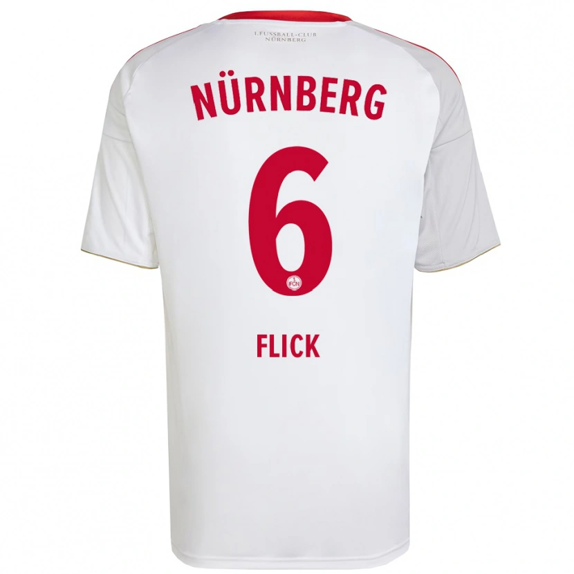 Danxen Bambino Maglia Florian Flick #6 Bianco Rosso Kit Gara Away 2025/26 Maglietta