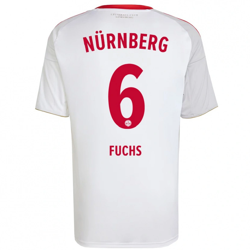 Danxen Bambino Maglia Pascal Fuchs #6 Bianco Rosso Kit Gara Away 2025/26 Maglietta