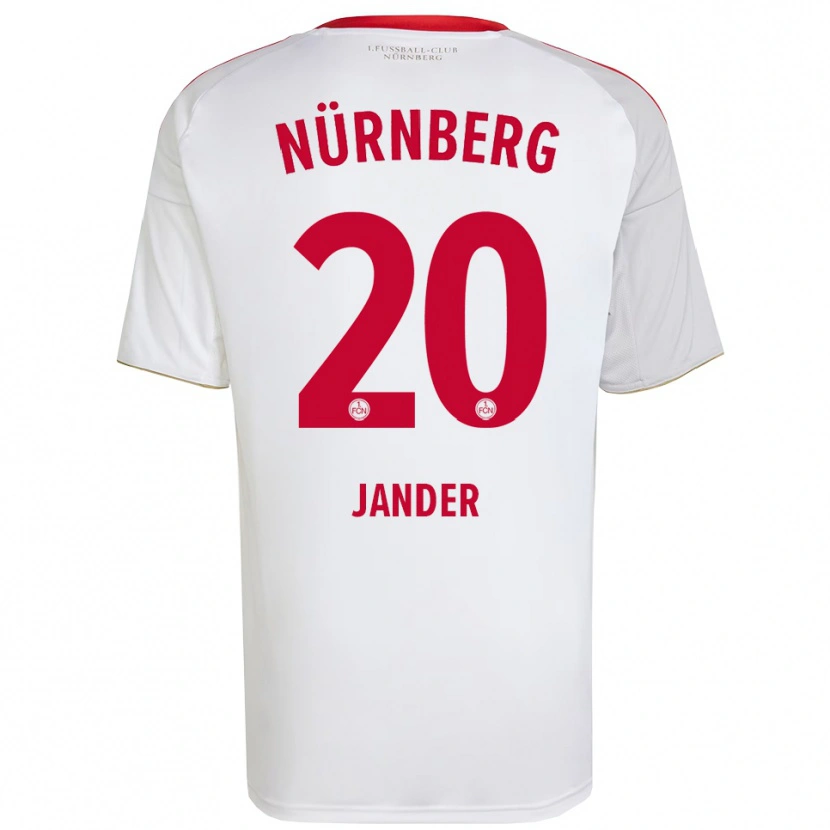 Danxen Bambino Maglia Caspar Jander #20 Bianco Rosso Kit Gara Away 2025/26 Maglietta