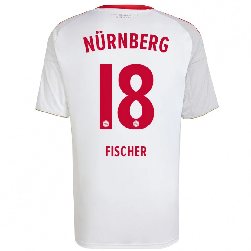 Danxen Bambino Maglia Jonas Fischer #18 Bianco Rosso Kit Gara Away 2025/26 Maglietta