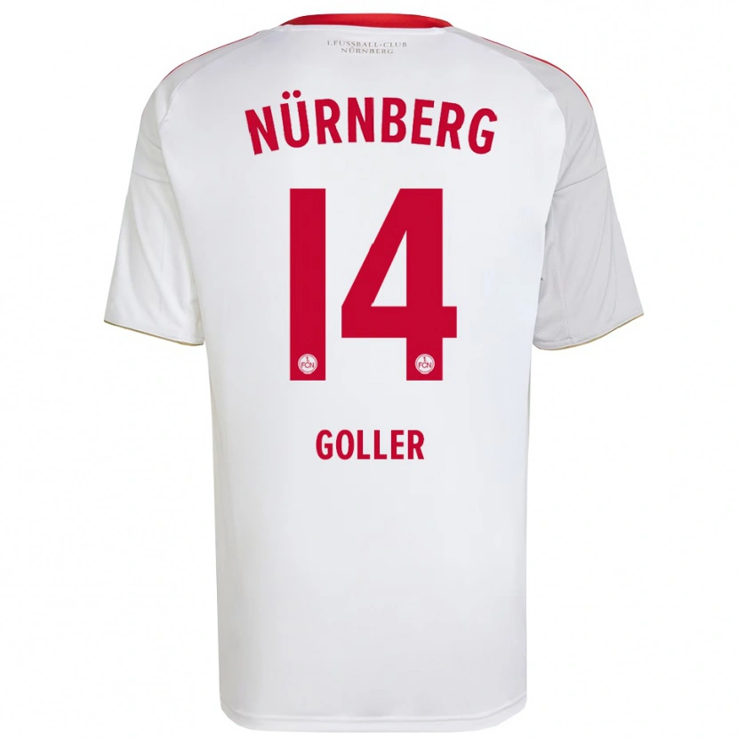 Danxen Bambino Maglia Benjamin Goller #14 Bianco Rosso Kit Gara Away 2025/26 Maglietta
