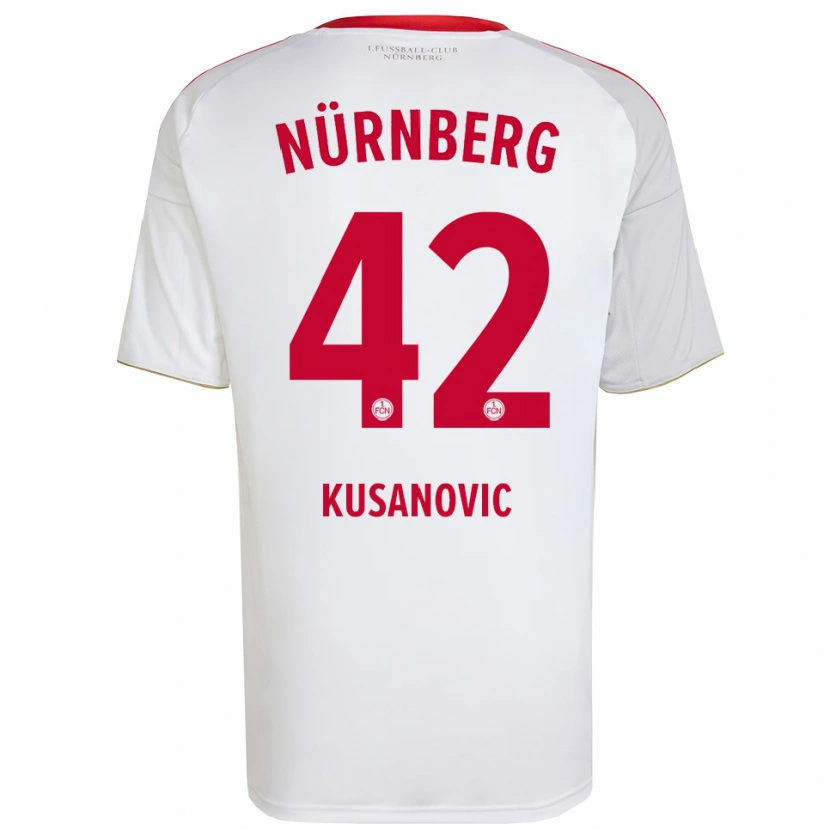 Danxen Bambino Maglia Tino Kusanovic #42 Bianco Rosso Kit Gara Away 2025/26 Maglietta