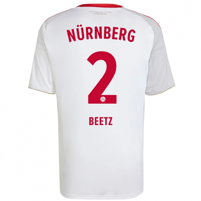 Danxen Bambino Maglia Lucas Beetz #2 Bianco Rosso Kit Gara Away 2025/26 Maglietta