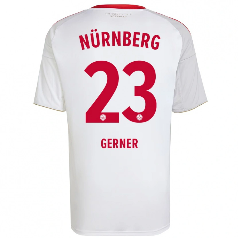 Danxen Bambino Maglia Lucas Gerner #23 Bianco Rosso Kit Gara Away 2025/26 Maglietta