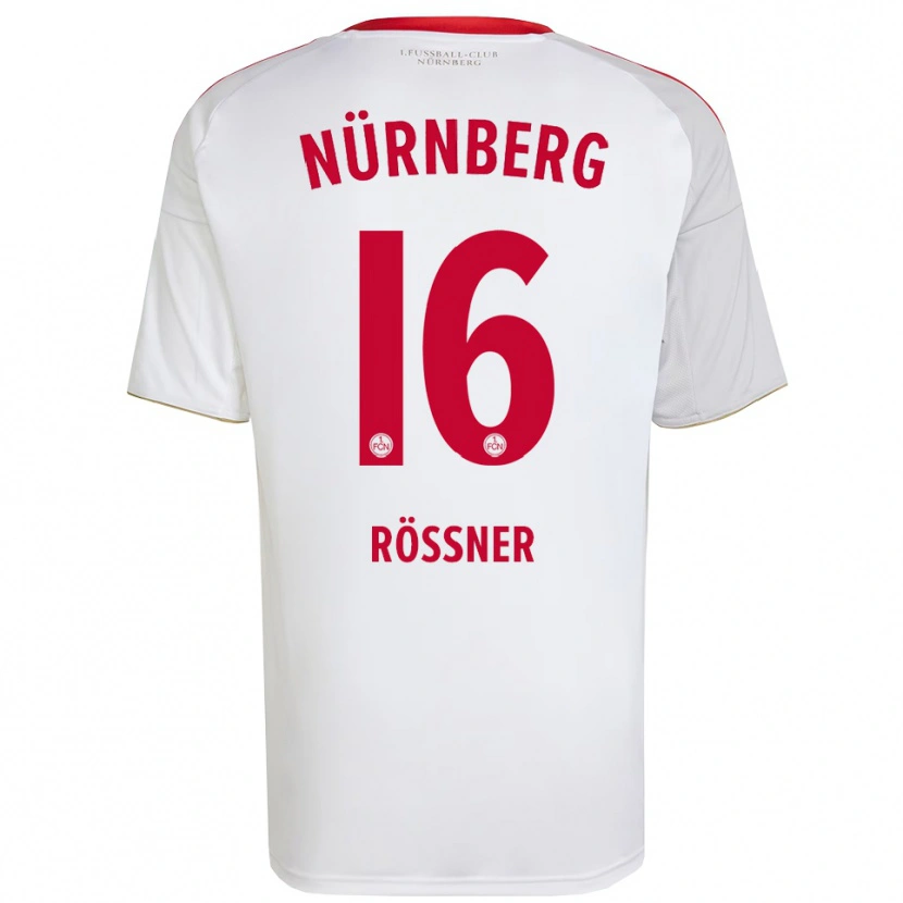 Danxen Bambino Maglia Marlon Rößner #16 Bianco Rosso Kit Gara Away 2025/26 Maglietta