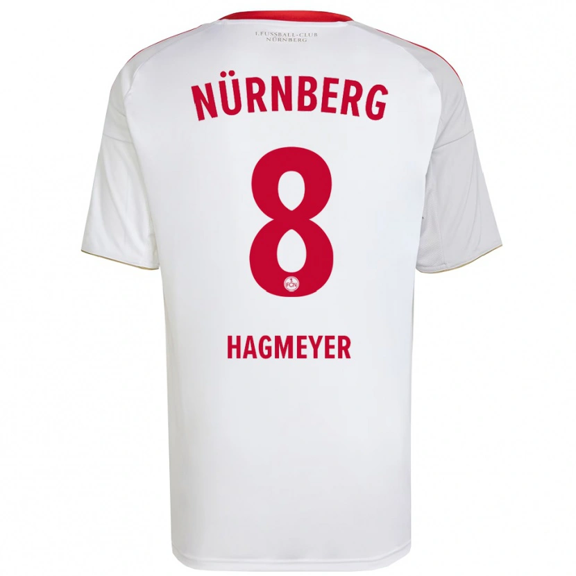 Danxen Bambino Maglia Ben Hagmeyer #8 Bianco Rosso Kit Gara Away 2025/26 Maglietta