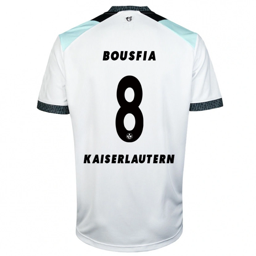 Danxen Bambino Maglia Sami Bousfia #8 Bianco Nero Kit Gara Away 2025/26 Maglietta