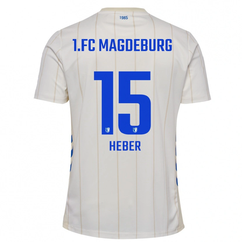 Danxen Bambino Maglia Daniel Heber #15 Bianco Blu Kit Gara Away 2025/26 Maglietta