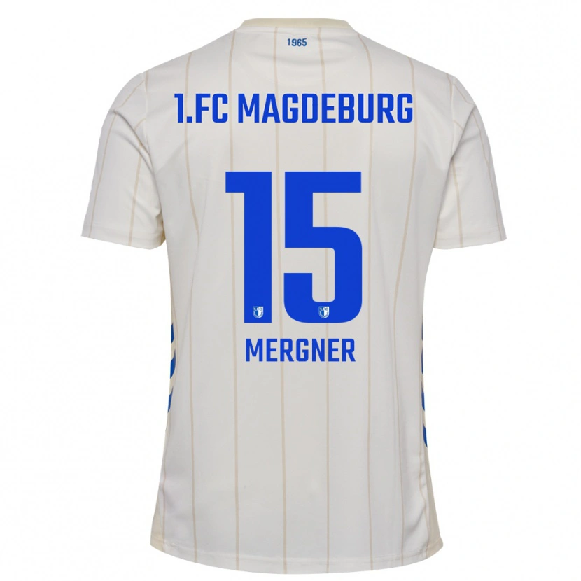 Danxen Bambino Maglia Leon Mergner #15 Bianco Blu Kit Gara Away 2025/26 Maglietta
