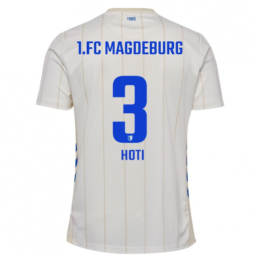 Danxen Bambino Maglia Andi Hoti #3 Bianco Blu Kit Gara Away 2025/26 Maglietta