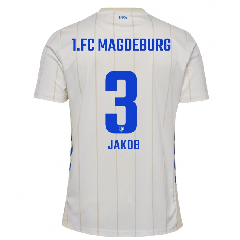 Danxen Bambino Maglia Henrik Jakob #3 Bianco Blu Kit Gara Away 2025/26 Maglietta