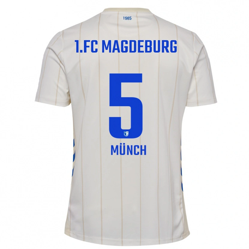 Danxen Bambino Maglia Isabell Münch #5 Bianco Blu Kit Gara Away 2025/26 Maglietta