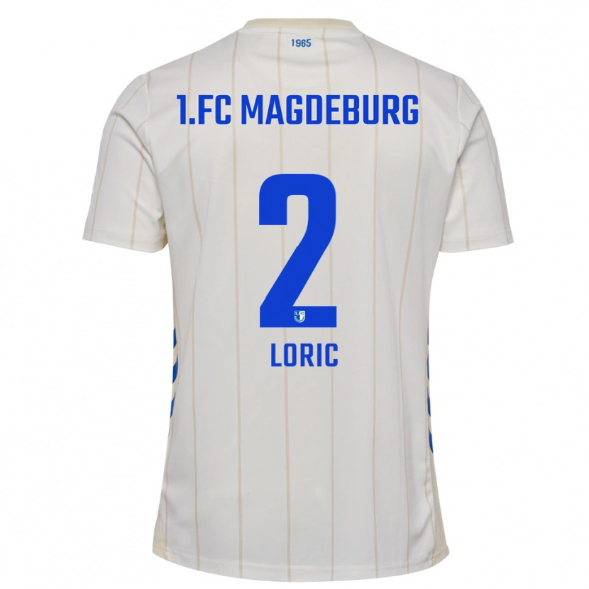 Danxen Bambino Maglia Samuel Loric #2 Bianco Blu Kit Gara Away 2025/26 Maglietta
