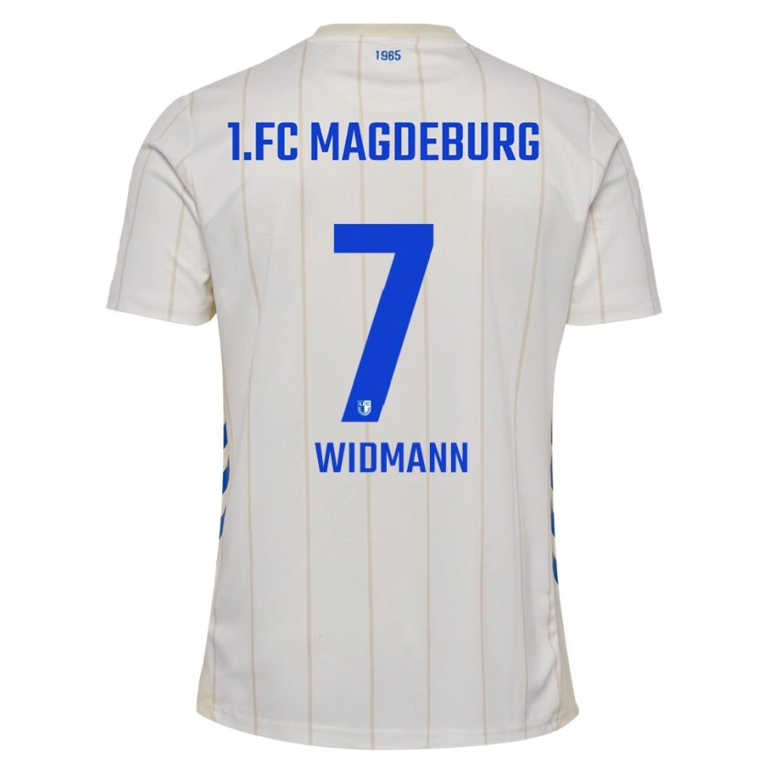 Danxen Bambino Maglia Elisio Widmann #7 Bianco Blu Kit Gara Away 2025/26 Maglietta