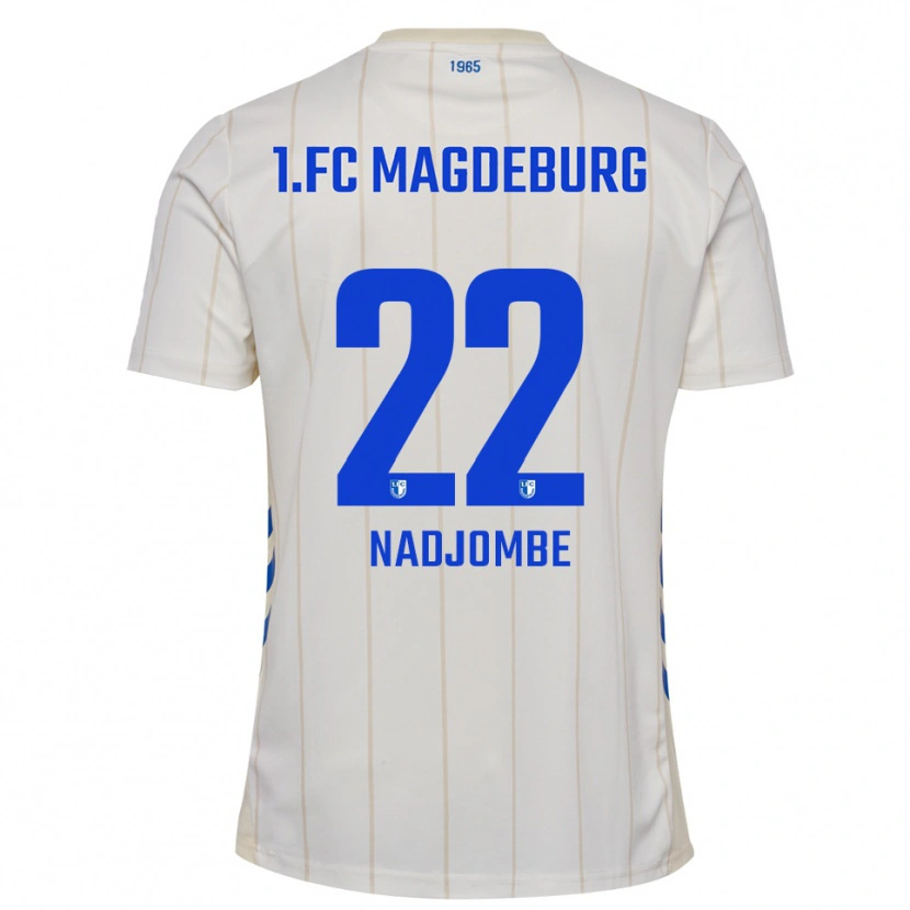 Danxen Bambino Maglia Pierre Nadjombe #22 Bianco Blu Kit Gara Away 2025/26 Maglietta