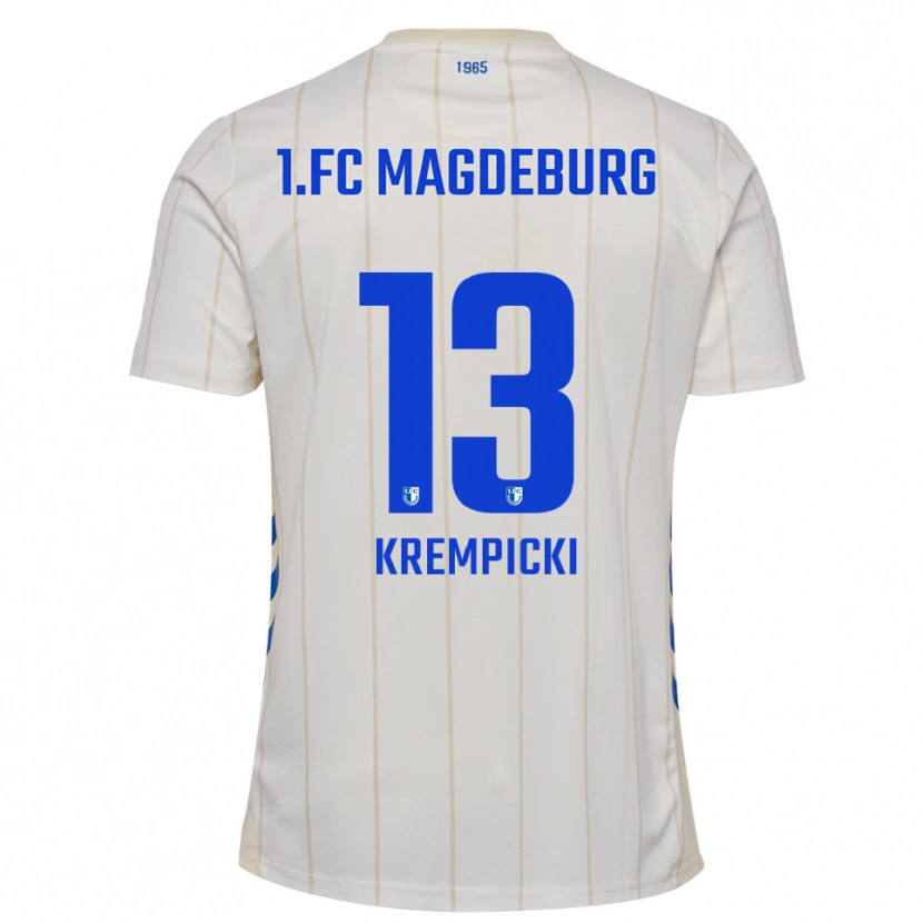 Danxen Bambino Maglia Connor Krempicki #13 Bianco Blu Kit Gara Away 2025/26 Maglietta