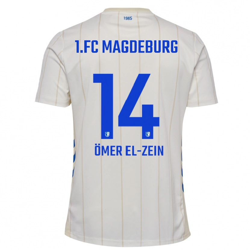 Danxen Bambino Maglia Abu-Bekir Ömer El-Zein #14 Bianco Blu Kit Gara Away 2025/26 Maglietta