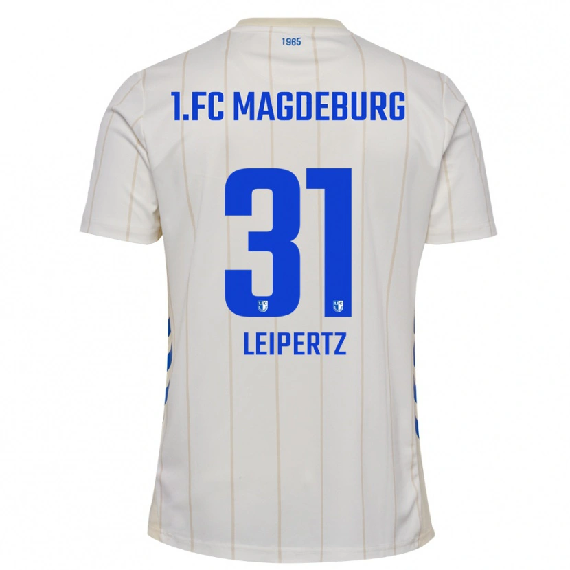 Danxen Bambino Maglia Robert Leipertz #31 Bianco Blu Kit Gara Away 2025/26 Maglietta
