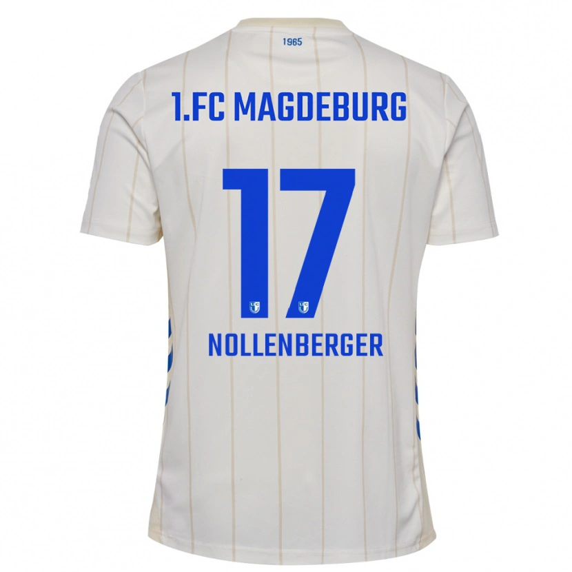 Danxen Bambino Maglia Alexander Nollenberger #17 Bianco Blu Kit Gara Away 2025/26 Maglietta