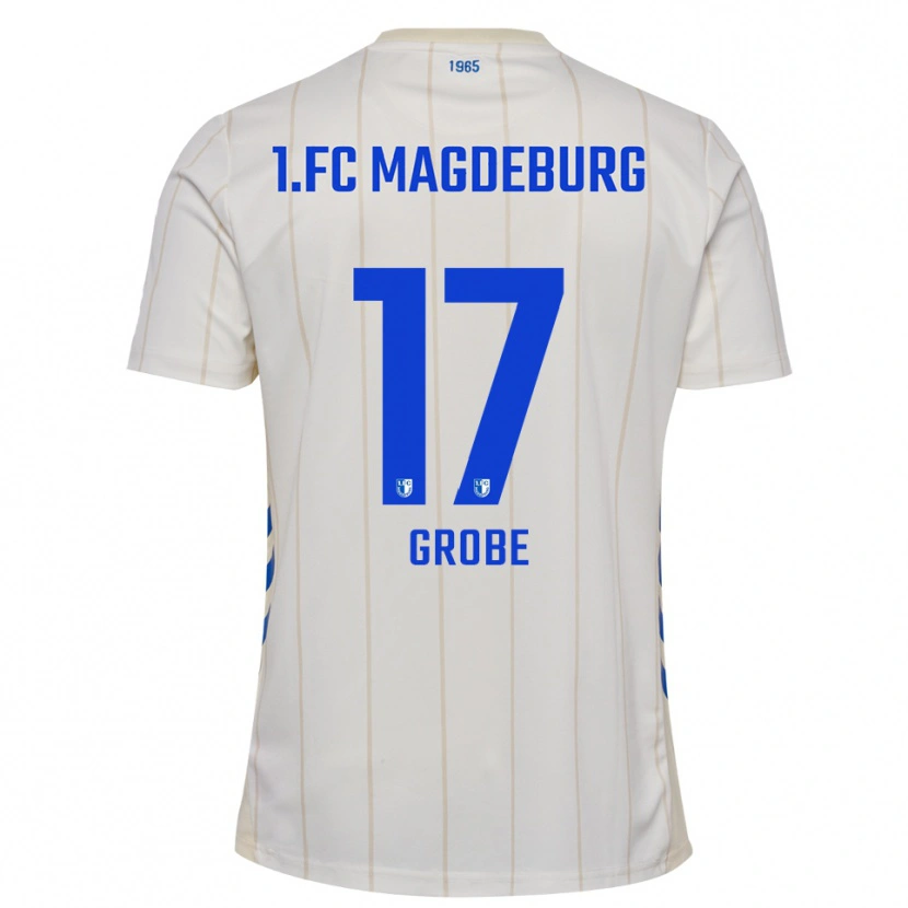 Danxen Bambino Maglia Theresa Grobe #17 Bianco Blu Kit Gara Away 2025/26 Maglietta