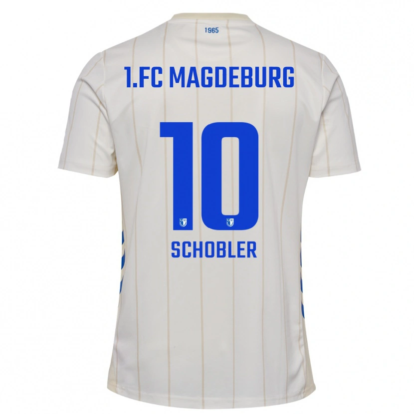 Danxen Bambino Maglia Laurin Schößler #10 Bianco Blu Kit Gara Away 2025/26 Maglietta