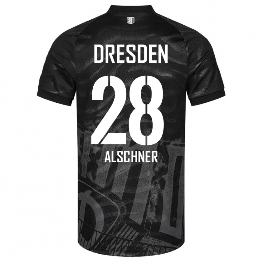 Danxen Bambino Maglia Felix Alschner #28 Nero Grigio Kit Gara Away 2025/26 Maglietta