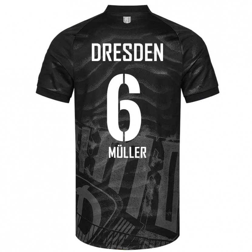 Danxen Bambino Maglia Friedrich Müller #6 Nero Grigio Kit Gara Away 2025/26 Maglietta