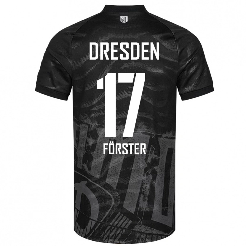 Danxen Bambino Maglia Collin Förster #17 Nero Grigio Kit Gara Away 2025/26 Maglietta