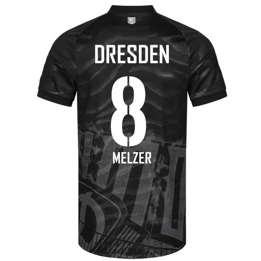 Danxen Bambino Maglia Otto Melzer #8 Nero Grigio Kit Gara Away 2025/26 Maglietta