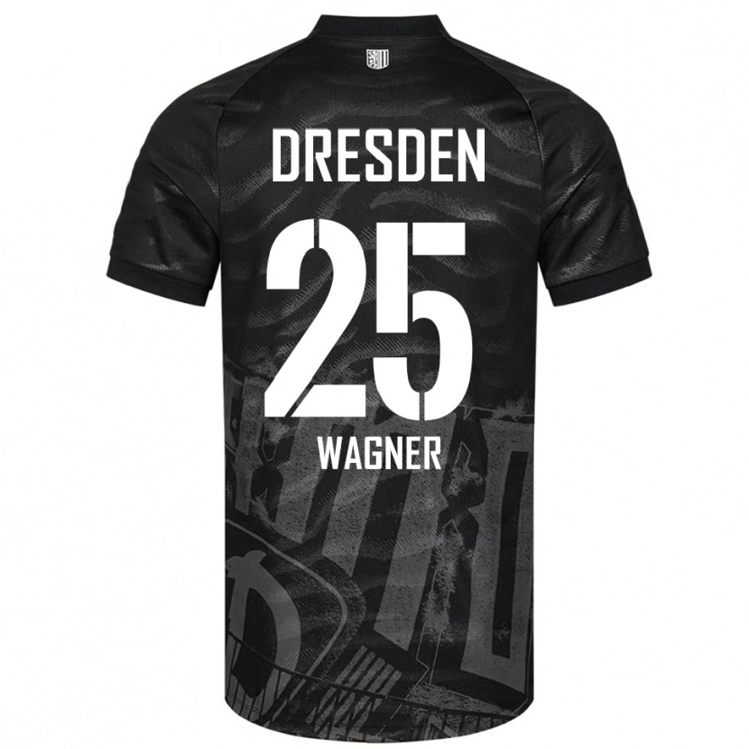 Danxen Bambino Maglia Noah Wagner #25 Nero Grigio Kit Gara Away 2025/26 Maglietta