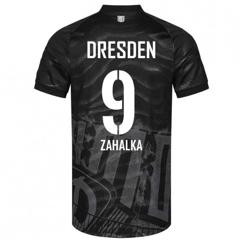 Danxen Bambino Maglia Filip Zahalka #9 Nero Grigio Kit Gara Away 2025/26 Maglietta