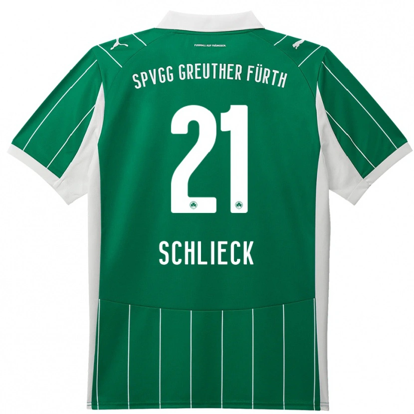Danxen Bambino Maglia Timo Schlieck #21 Verde Bianco Kit Gara Away 2025/26 Maglietta