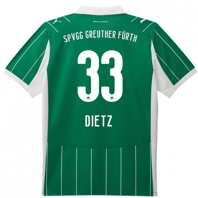 Danxen Bambino Maglia Maximilian Dietz #33 Verde Bianco Kit Gara Away 2025/26 Maglietta