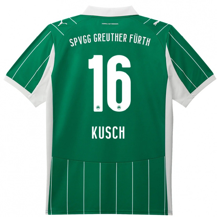 Danxen Bambino Maglia Paul Kusch #16 Verde Bianco Kit Gara Away 2025/26 Maglietta