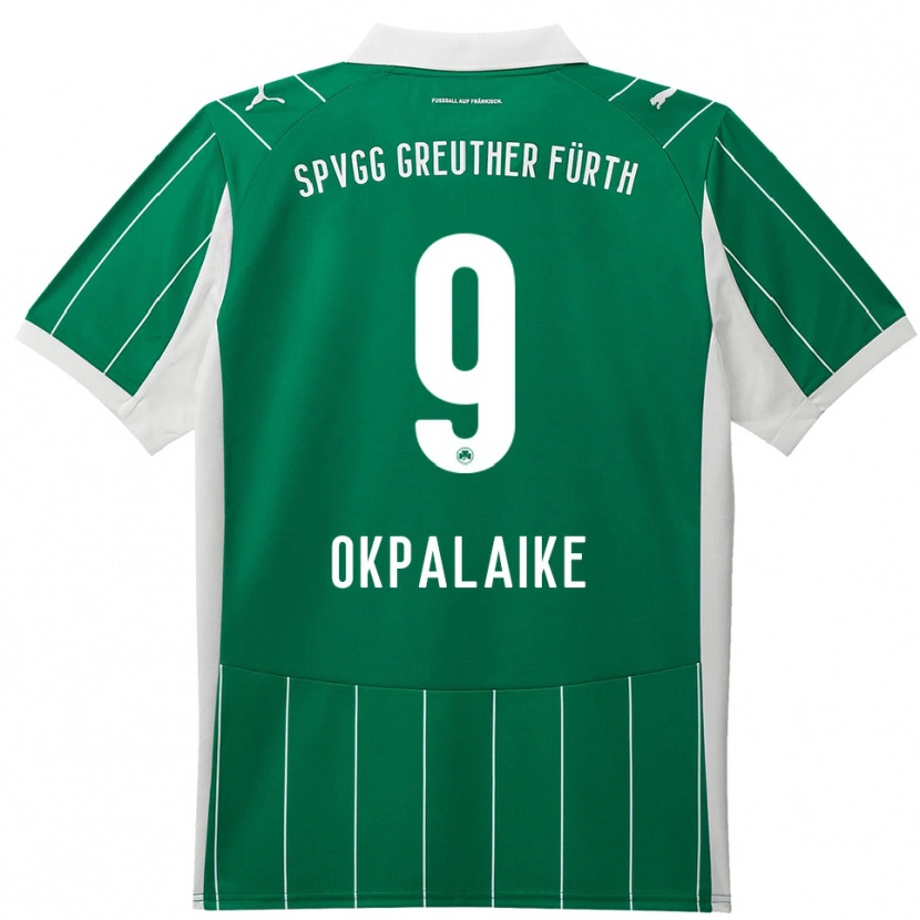 Danxen Bambino Maglia Joshua Okpalaike #9 Verde Bianco Kit Gara Away 2025/26 Maglietta