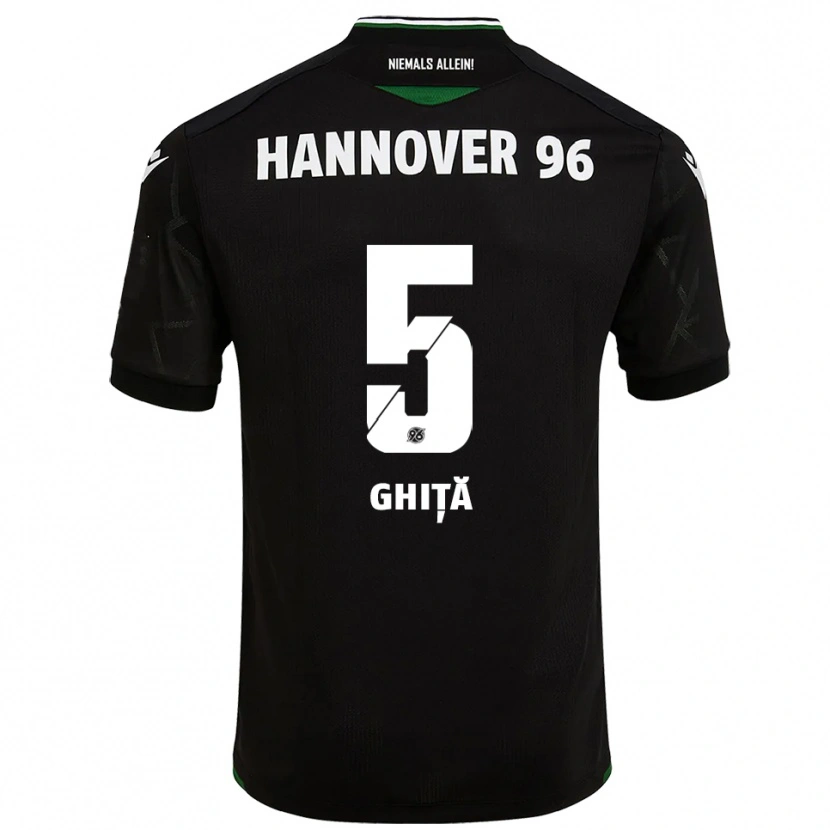 Danxen Bambino Maglia Virgil Ghiță #5 Nero Verde Kit Gara Away 2025/26 Maglietta