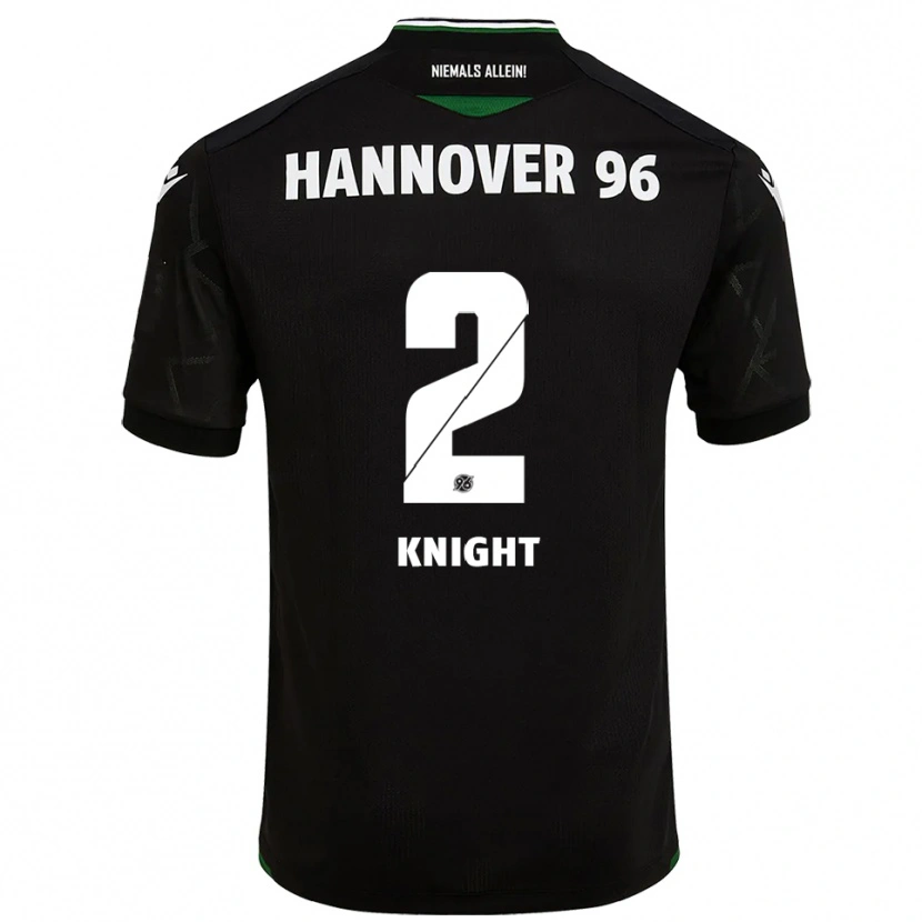 Danxen Bambino Maglia Josh Knight #2 Nero Verde Kit Gara Away 2025/26 Maglietta