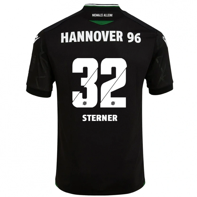 Danxen Bambino Maglia Jonas Sterner #32 Nero Verde Kit Gara Away 2025/26 Maglietta