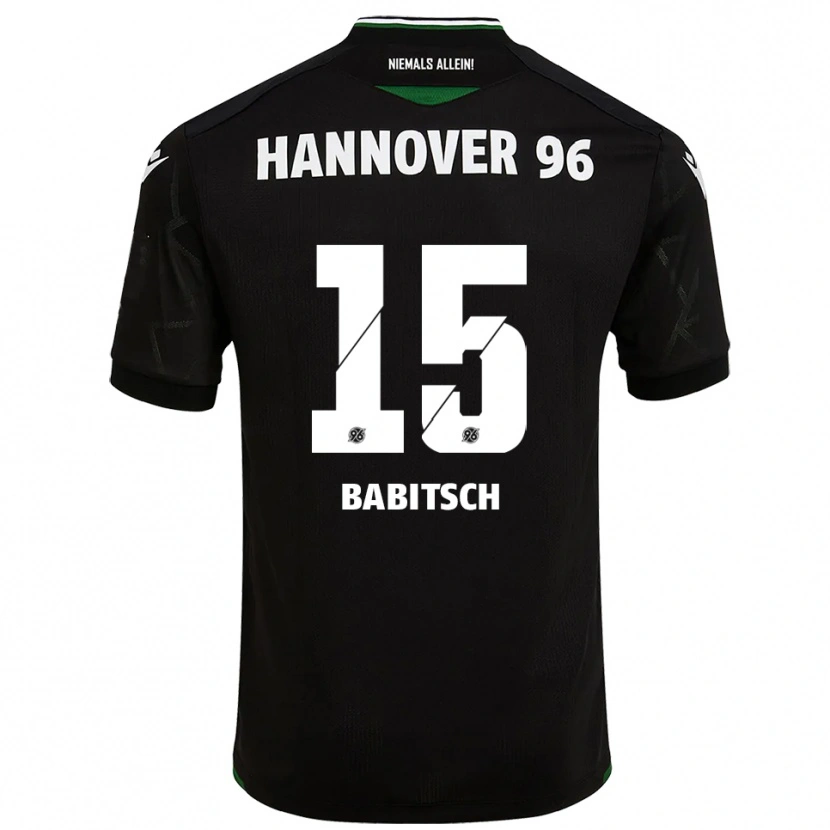 Danxen Bambino Maglia Alexander Babitsch #15 Nero Verde Kit Gara Away 2025/26 Maglietta