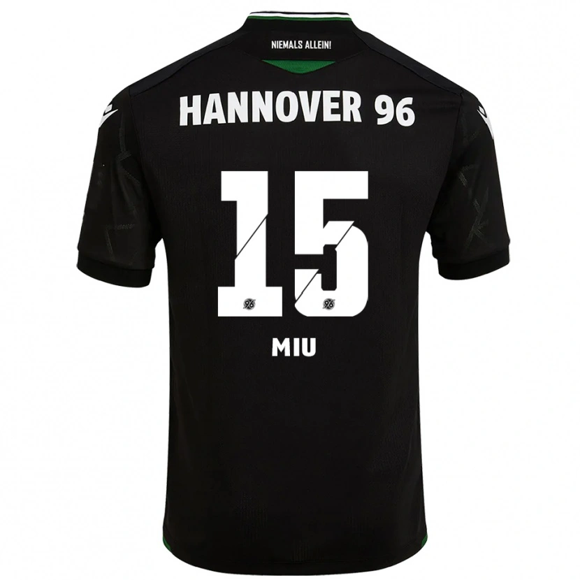 Danxen Bambino Maglia Denis Miu #15 Nero Verde Kit Gara Away 2025/26 Maglietta