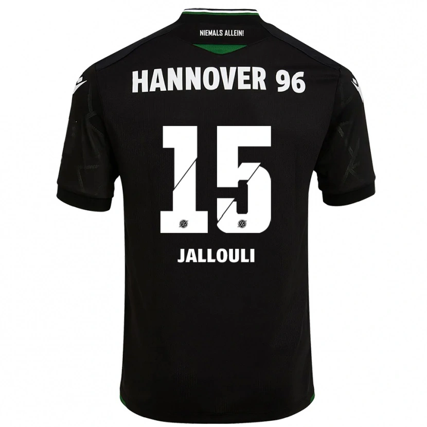 Danxen Bambino Maglia Marouan Jallouli #15 Nero Verde Kit Gara Away 2025/26 Maglietta
