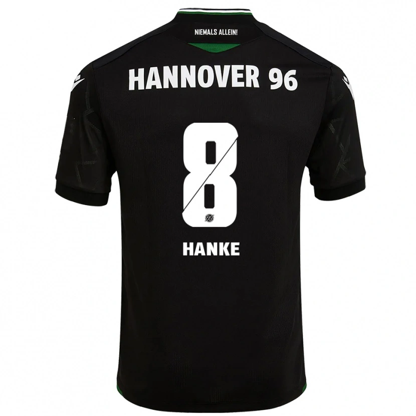 Danxen Bambino Maglia Anton Hanke #8 Nero Verde Kit Gara Away 2025/26 Maglietta