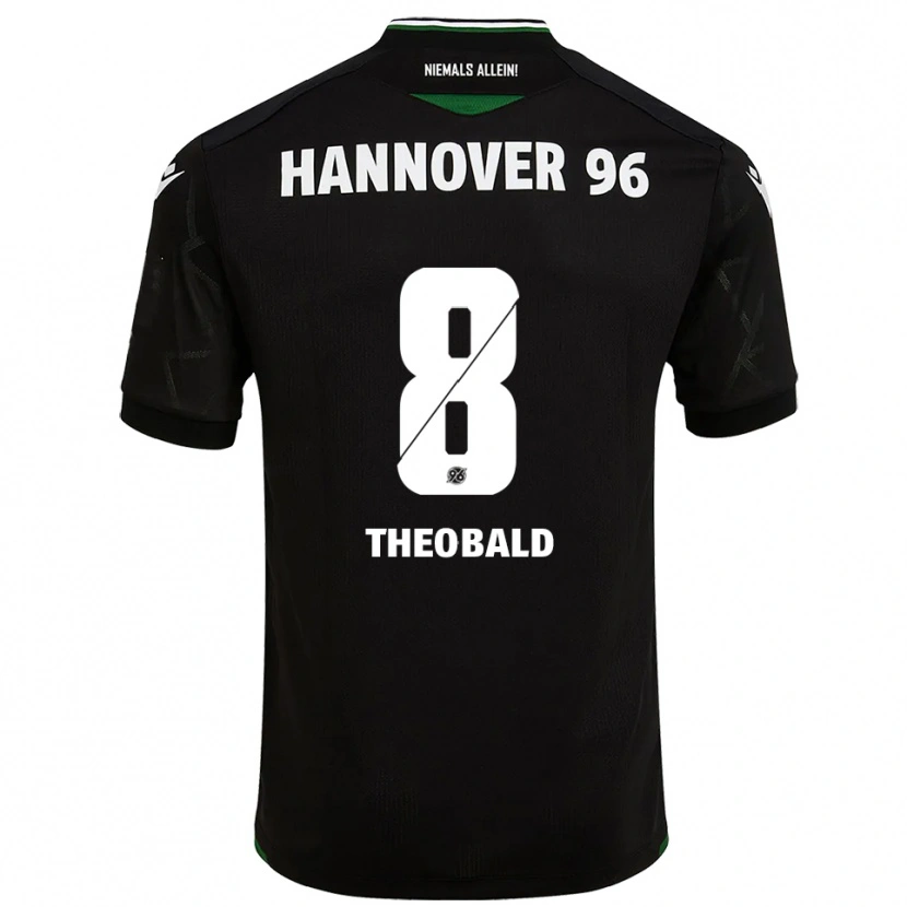 Danxen Bambino Maglia Lara Theobald #8 Nero Verde Kit Gara Away 2025/26 Maglietta