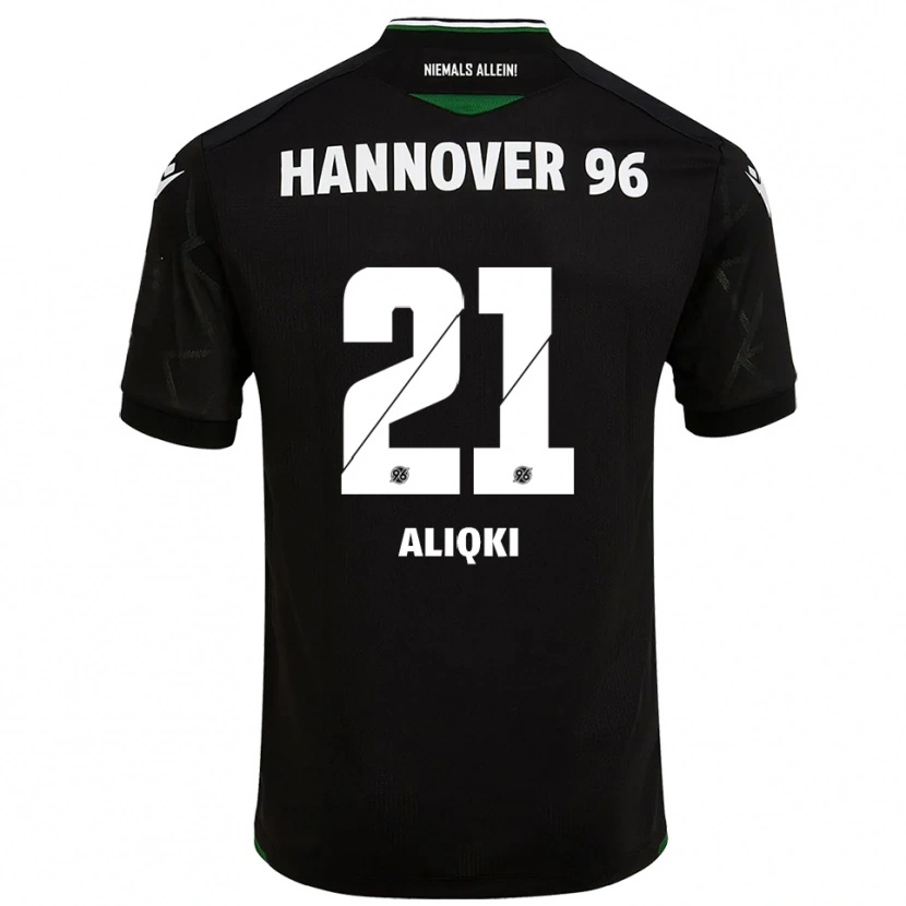 Danxen Bambino Maglia Florent Aliqki #21 Nero Verde Kit Gara Away 2025/26 Maglietta