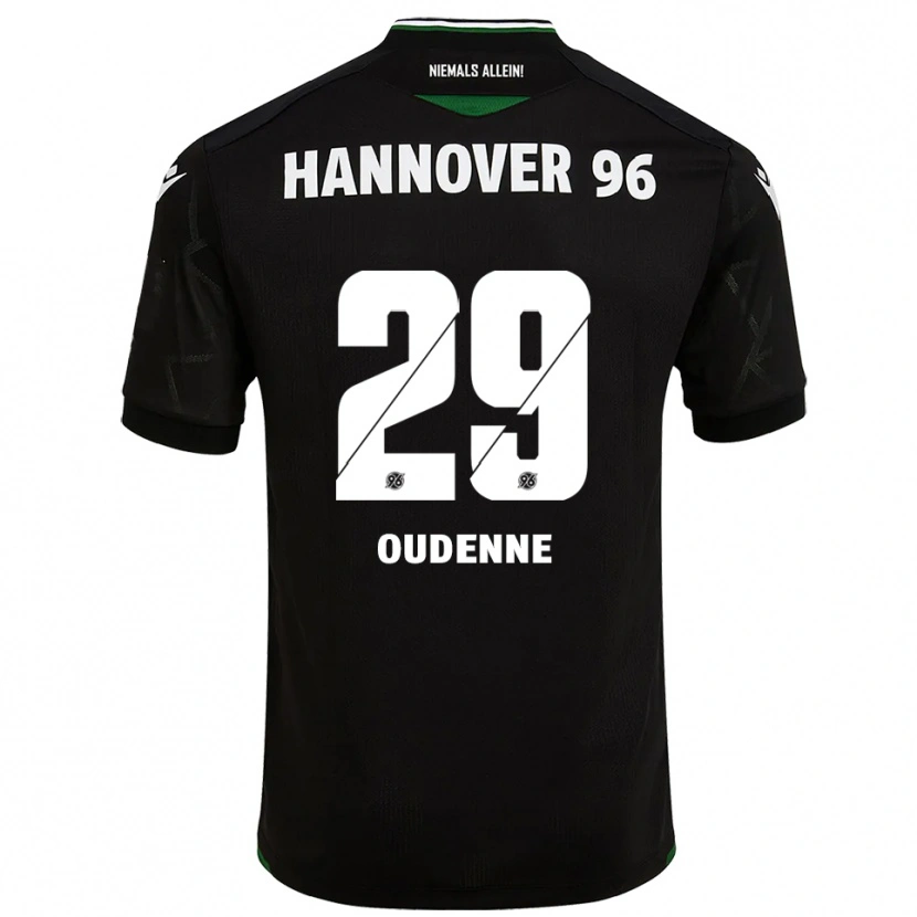 Danxen Bambino Maglia Kolja Oudenne #29 Nero Verde Kit Gara Away 2025/26 Maglietta