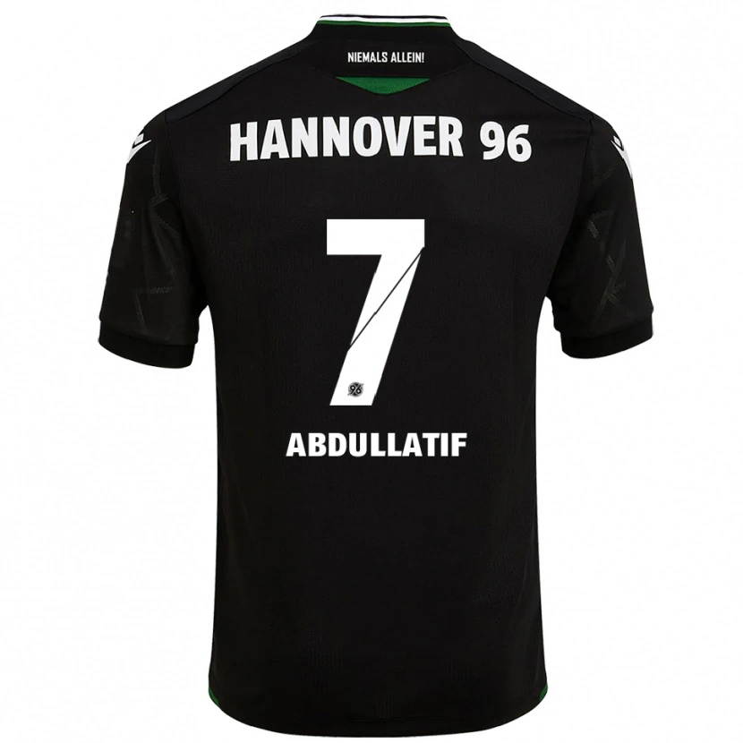 Danxen Bambino Maglia Mustafa Abdullatif #7 Nero Verde Kit Gara Away 2025/26 Maglietta